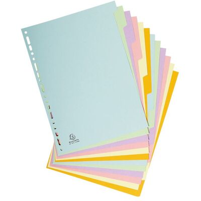 EXACOMPTA Tom avdelare, Presspan, 12 delar, A4, pastell EXACOMPTA Tom avdelare, Presspan, 12 delar, A4, pastell