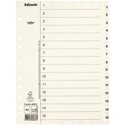ESSELTE Pappregister Servo A4 flikar 1-15 vit ESSELTE Pappregister Servo A4 flikar 1-15 vit