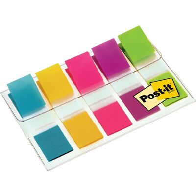 POST-IT Indexflikar, små, 11,9 x 43,1 mm, olika färger, 5 x förpackningar med 20, med hållare POST-IT Indexflikar, små, 11,9 x 43,1 mm, olika färger, 5 x förpackningar med 20, med hållare
