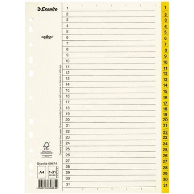 ESSELTE Pappregister Servo A4 1-31 gul ESSELTE Pappregister Servo A4 1-31 gul
