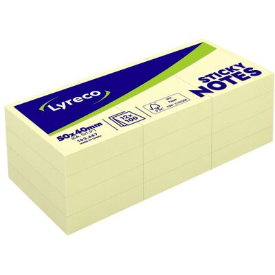 LYRECO Notes 50x40mm 100 blad gul 12/fp LYRECO Notes 50x40mm 100 blad gul 12/fp