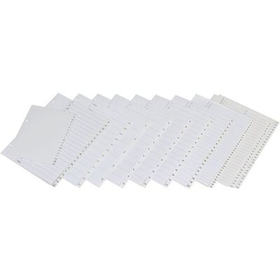 NO BRAND Plastregister A4, polypropylen, 1–12-flikuppsättning, 297x225/240mm, vit NO BRAND Plastregister A4, polypropylen, 1–12-flikuppsättning, 297x225/240mm, vit