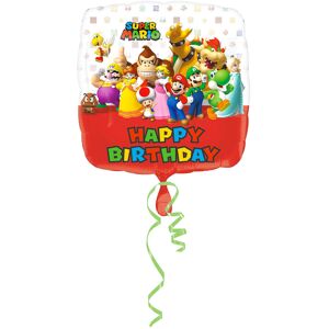 AMSCAN Fyrkantig Super Mario Happy Birthday Folieballong