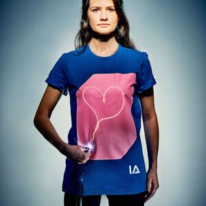 ILLUMINATED APPAREL Självlysande T-shirt Blå och Rosa (Small (34-36))