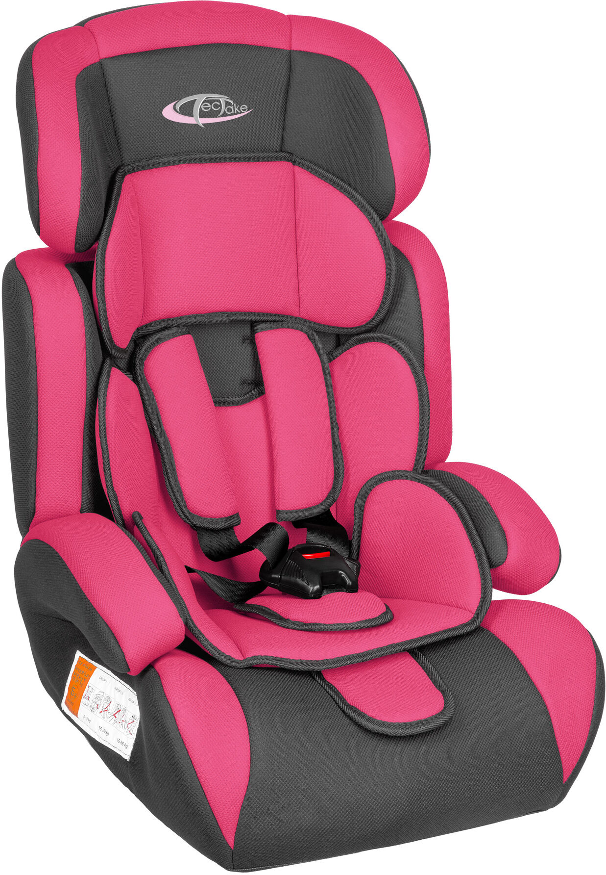 tectake Bilbarnstol 9-36 kg, justerbar höjd, extra mjuk - grå/rosa tectake Bilbarnstol 9-36 kg, justerbar höjd, extra mjuk - grå/rosa