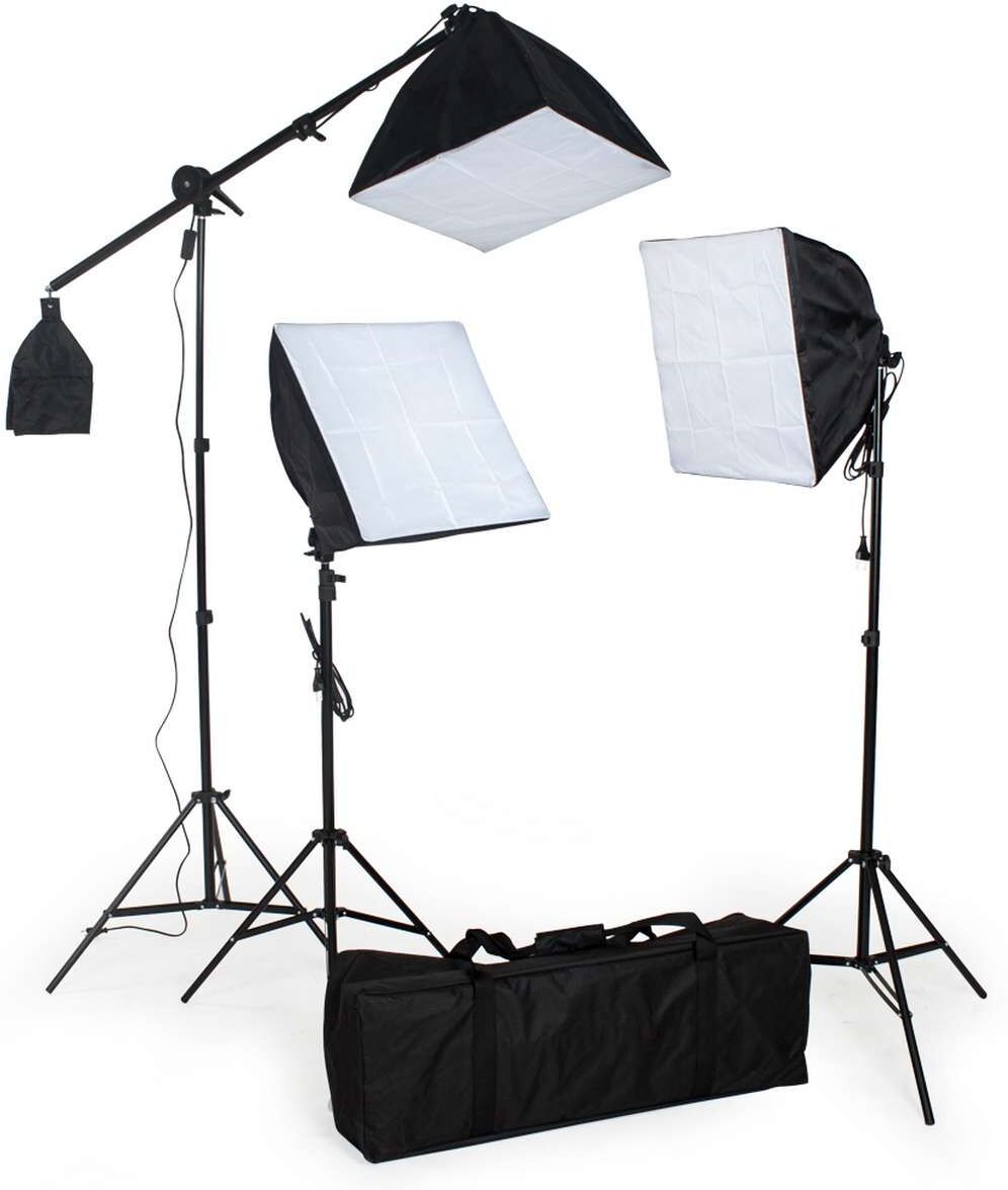 tectake Studiolampor set med glödlampa + softbox - svart tectake Studiolampor set med glödlampa + softbox - svart