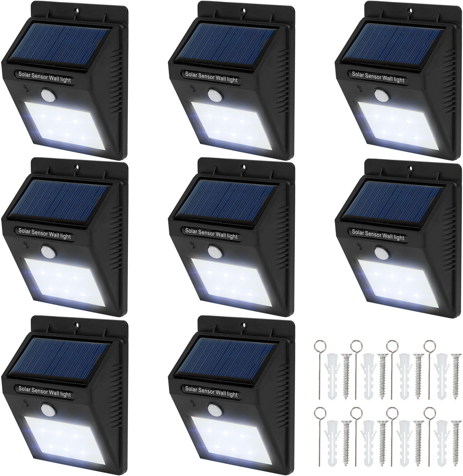 tectake 8 LED Solar vägglampor med rörelsedetektor - svart tectake 8 LED Solar vägglampor med rörelsedetektor - svart