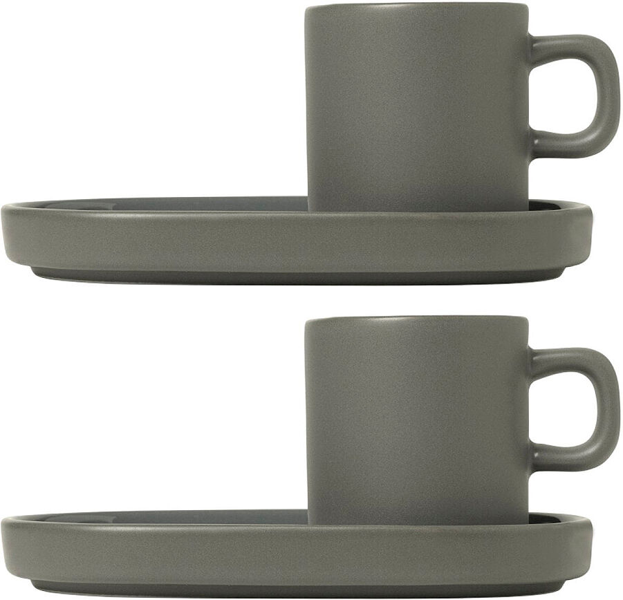 Blomus Pilar Espressomugg med fat 2-pack Pewter