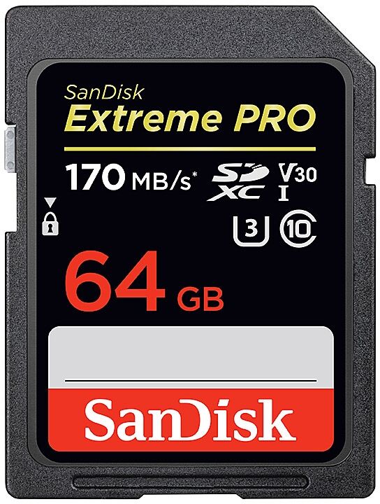 SanDisk SDXC Extreme Pro 64GB 170MB/s UHS-I V30 U3 C10 SanDisk SDXC Extreme Pro 64GB 170MB/s UHS-I V30 U3 C10