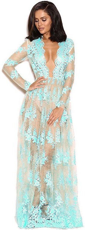 Green And Nude Lace Maxi Dress Green And Nude Lace Maxi Dress