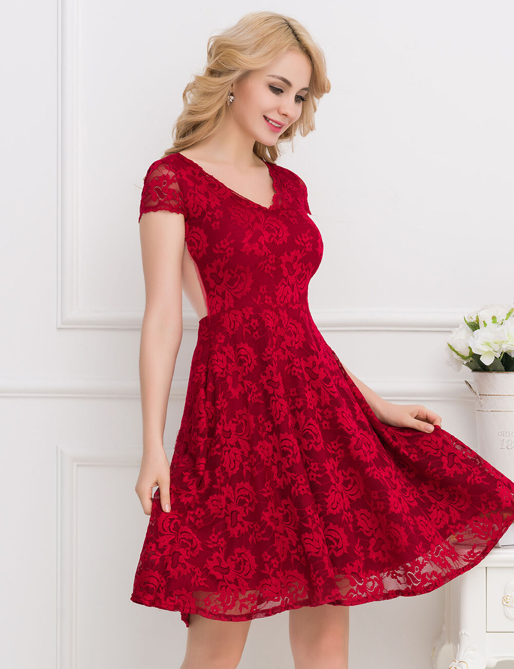 Flower Embroidered Maroon Dress Flower Embroidered Maroon Dress
