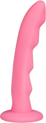 Ripples Silicone Strap On Harness Dildo- Pink Ripples Silicone Strap On Harness Dildo- Pink