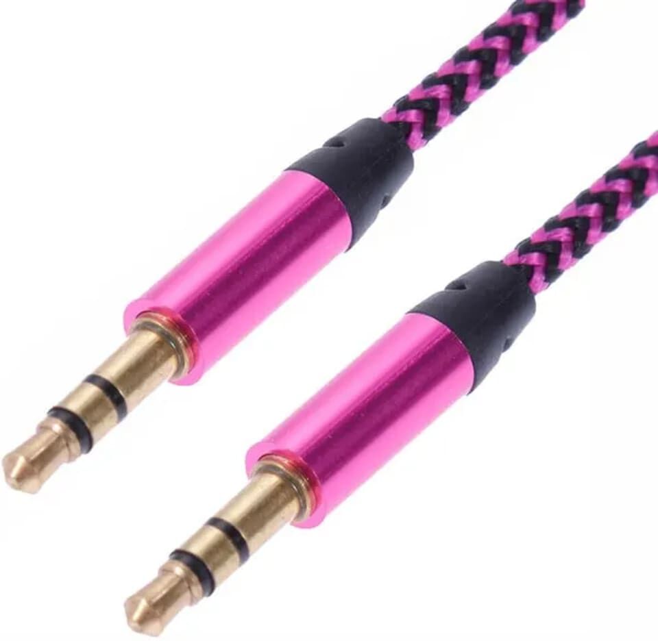 eStore 1m Vävd 3.5mm Aux Kabel - Rosa eStore 1m Vävd 3.5mm Aux Kabel - Rosa