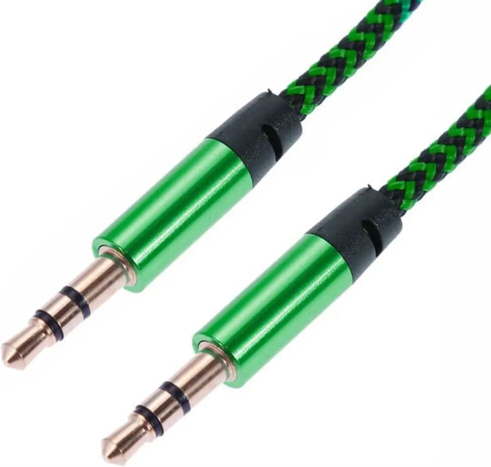 eStore 1m Vävd 3.5mm Aux Kabel - Grön