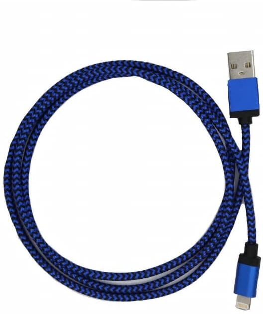 INF Flätad laddningskabel för iPhone 2m - Blå/svart INF Flätad laddningskabel för iPhone 2m - Blå/svart