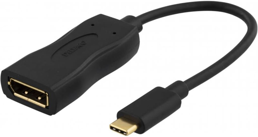 Deltaco USB 3.1 till DisplayPort adapter, USB typ C  - DP hona, svart Deltaco USB 3.1 till DisplayPort adapter, USB typ C  - DP hona, svart