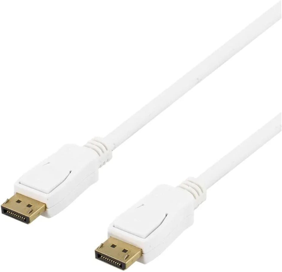 Deltaco DisplayPort monitorkabel, 20-pin ha - ha, 7m, vit Deltaco DisplayPort monitorkabel, 20-pin ha - ha, 7m, vit