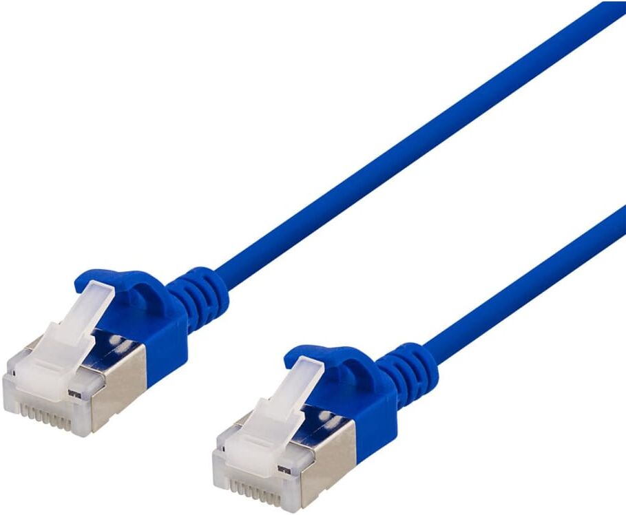 Deltaco U/FTP Cat6a patchkabel, slim, 3,8mm i diameter, 2m, blå Deltaco U/FTP Cat6a patchkabel, slim, 3,8mm i diameter, 2m, blå