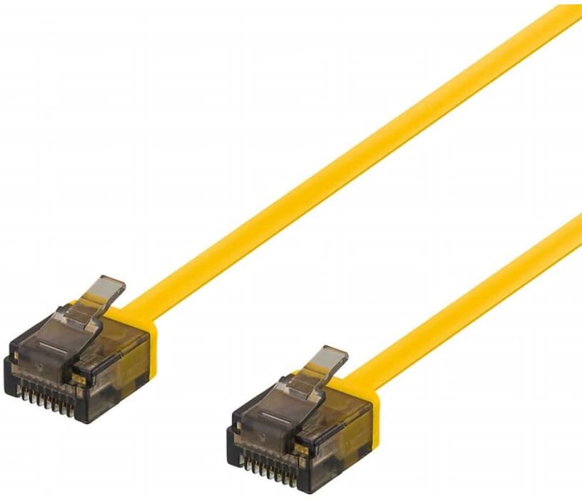 Deltaco U/UTP Cat6a patchkabel, flat, 1mm tjock, 0,5m, gul Deltaco U/UTP Cat6a patchkabel, flat, 1mm tjock, 0,5m, gul
