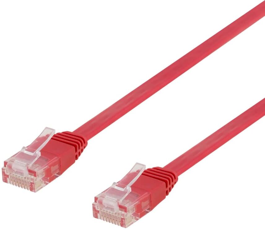 Deltaco U/UTP Cat6 patchkabel, flat, 0,5m, 250MHz, röd Deltaco U/UTP Cat6 patchkabel, flat, 0,5m, 250MHz, röd