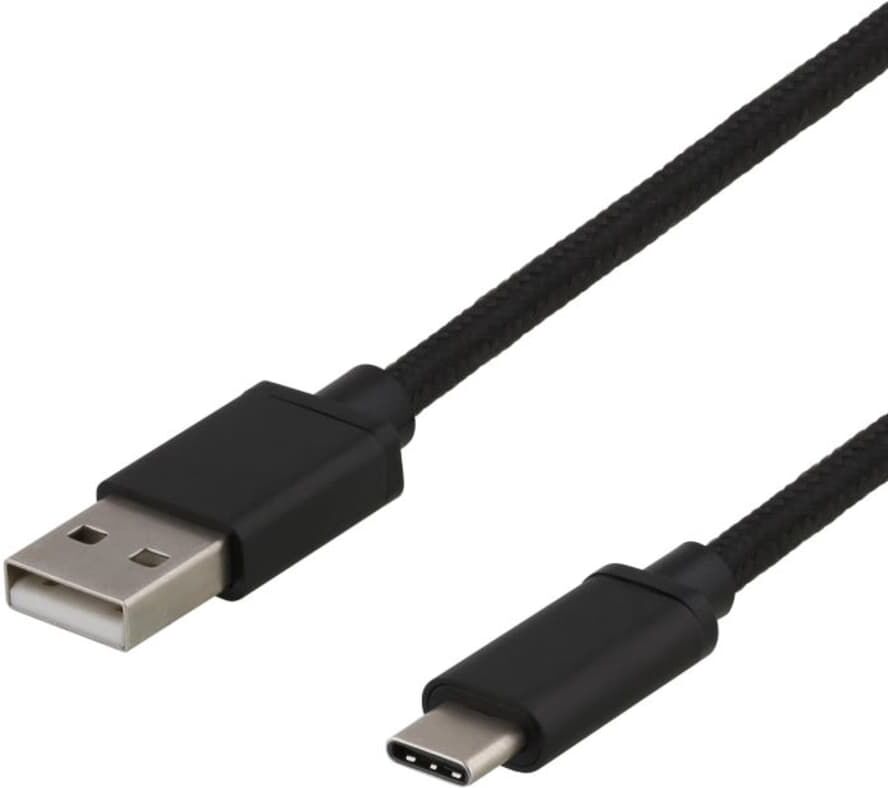 Deltaco USB 2.0 tygbeklädd, USB-C ha till USB-A ha, 0,25m, 3A, svart Deltaco USB 2.0 tygbeklädd, USB-C ha till USB-A ha, 0,25m, 3A, svart