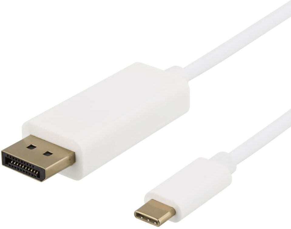 Deltaco USB-C till DisplayPort-kabel, 2m, 4K, 3D, vit Deltaco USB-C till DisplayPort-kabel, 2m, 4K, 3D, vit