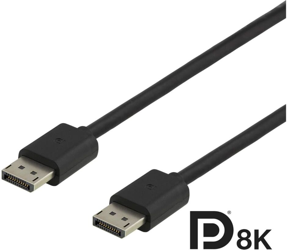 Deltaco DisplayPort kabel, DP 1.4, 7680x4320 i 60Hz, 1m, svart Deltaco DisplayPort kabel, DP 1.4, 7680x4320 i 60Hz, 1m, svart