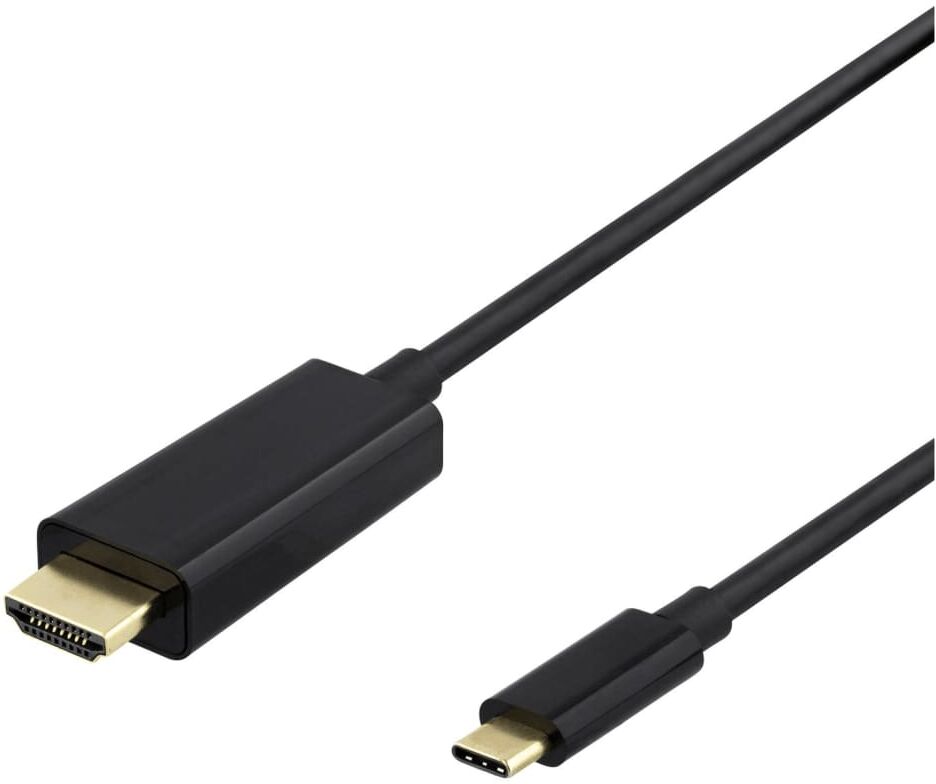 Deltaco USB-C till HDMI-kabel, 1,5m, 4k, HDCP 2,2, 3D, svart