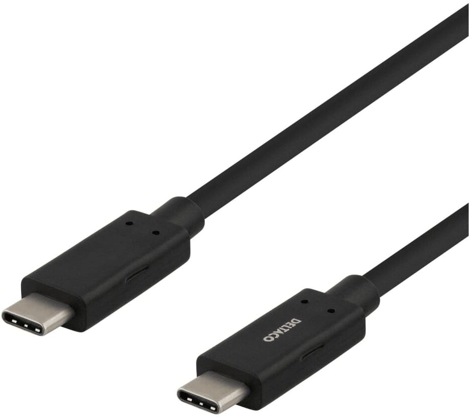 Deltaco USB-C till USB-C-kabel, 1m, 3A, USB 3.1 Gen 1, E-Marker, s