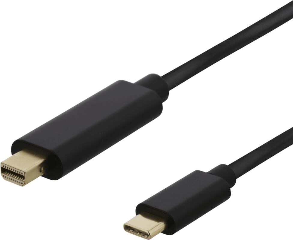 Deltaco USB-C - MiniDP kabel, 0,5m, 21,6 Gbit/s, 3840x2160 60Hz, svart Deltaco USB-C - MiniDP kabel, 0,5m, 21,6 Gbit/s, 3840x2160 60Hz, svart
