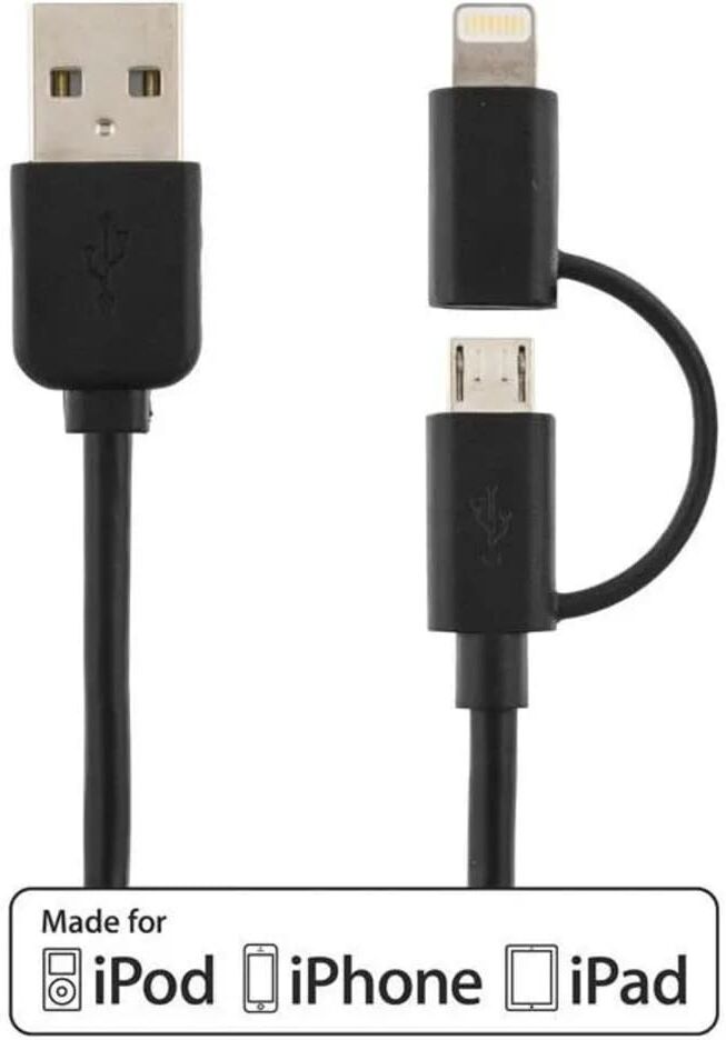 Deltaco Combo Lightning/Micro - USB-synk-/laddkabel Svart 1M Deltaco Combo Lightning/Micro - USB-synk-/laddkabel Svart 1M