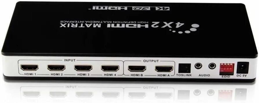 INF HDMI Matrix 4x2 Switch/Splitter UHD 4K2K 3D med EDID-funktion INF HDMI Matrix 4x2 Switch/Splitter UHD 4K2K 3D med EDID-funktion