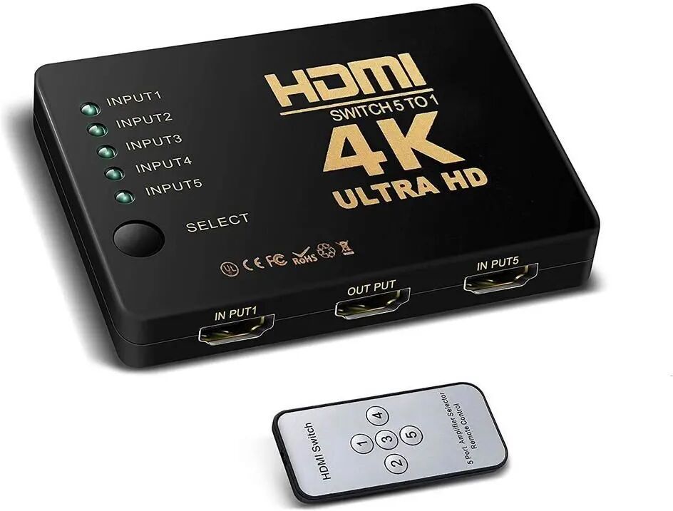 INF HDMI Switch 5x1 med fjärrkontroll INF HDMI Switch 5x1 med fjärrkontroll
