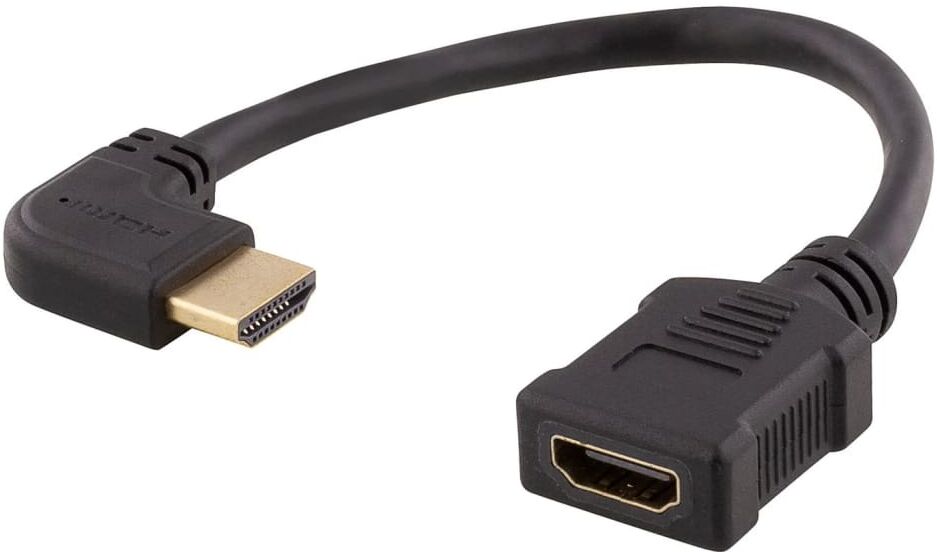 Deltaco Flexibel HDMI-adapter, 0,2 m, vinklad vänster, HDMI M/F, UHD, Deltaco Flexibel HDMI-adapter, 0,2 m, vinklad vänster, HDMI M/F, UHD,