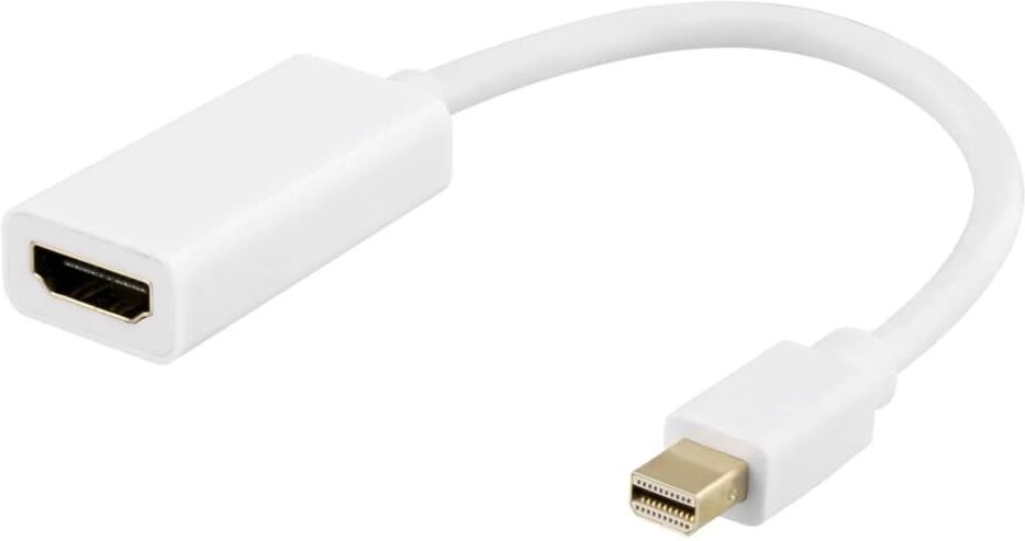 Deltaco Mini DisplayPort till HDMI adapter, 4K 60Hz, 0,2m, Vit