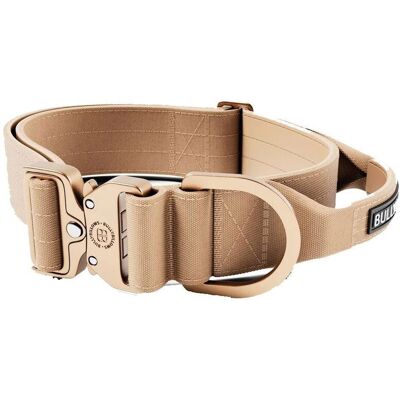 Bullybillows Combat Hundhalsband Med Handtag Beige 5 Cm XL Bullybillows Combat Hundhalsband Med Handtag Beige 5 Cm XL