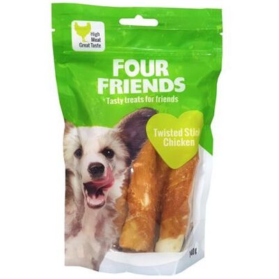 Four Friends - Twisted Stick Chicken - 12,5 cm - 4 st - Tuggpinnar för hundar Four Friends - Twisted Stick Chicken - 12,5 cm - 4 st - Tuggpinnar för hundar