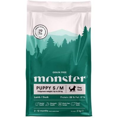 Monster Pet Food Monster Dog Puppy Small/medium Breed Grain Free Lamb & Duck Torrfoder Till Hundvalp 2 kg Monster Pet Food Monster Dog Puppy Small/medium Breed Grain Free Lamb & Duck Torrfoder Till Hundvalp 2 kg