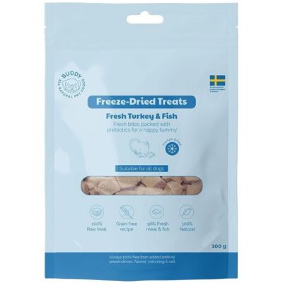Buddy Frystorkade Kalkon-Och Fiskbitar 100 G Buddy Frystorkade Kalkon-Och Fiskbitar 100 G