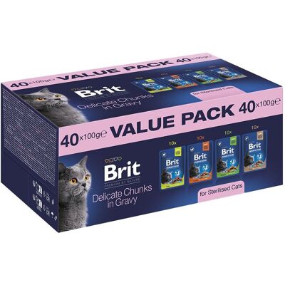 Brit Premium By Nature Cat Sterilised Adult Value Pack Chunks In Gravy Våtfoder Till Katt 40x100g Brit Premium By Nature Cat Sterilised Adult Value Pack Chunks In Gravy Våtfoder Till Katt 40x100g