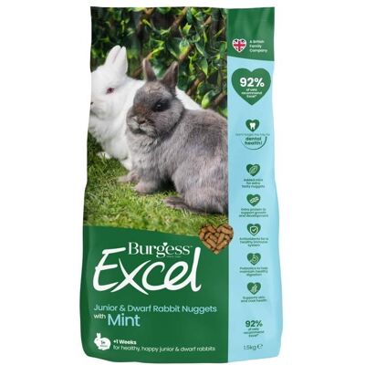 Burgess Excel Junior & Dvärgkanin Nuggets med Mint - 10kg Burgess Excel Junior & Dvärgkanin Nuggets med Mint - 10kg