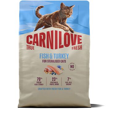 Carnilove True Fresh Cat Adult Sterilised Fish & Turkey Torrfoder Till Katt 2 kg Carnilove True Fresh Cat Adult Sterilised Fish & Turkey Torrfoder Till Katt 2 kg