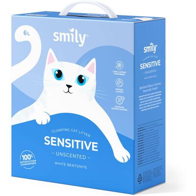 Smily White Bentonite Unscented Kattsand 6 L Smily White Bentonite Unscented Kattsand 6 L