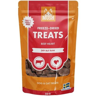 MUSH Treats Frysktorkad nöthjärta för hundar och katter - 50 g MUSH Treats Frysktorkad nöthjärta för hundar och katter - 50 g