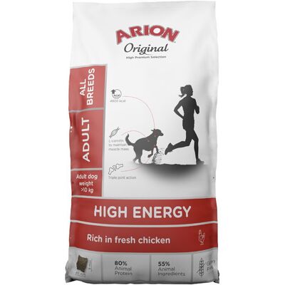 Arion Högenergi Hundfoder - Kyckling och Ris 12kg Arion Högenergi Hundfoder - Kyckling och Ris 12kg