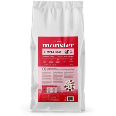 Monster Pet Food Monster Dog Classic Simply Red Torrfoder Till Hund 17kg Monster Pet Food Monster Dog Classic Simply Red Torrfoder Till Hund 17kg