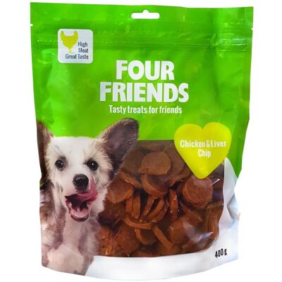 Four Friends Kyckling & Lever Chips - Hundgodis Four Friends Kyckling & Lever Chips - Hundgodis