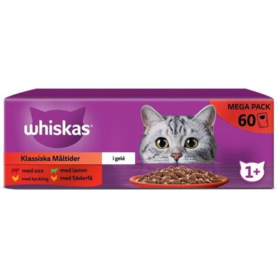Whiskas 1+ Med Oxe, Lamm Och Kyckling I Gelé 60x85 G Whiskas 1+ Med Oxe, Lamm Och Kyckling I Gelé 60x85 G