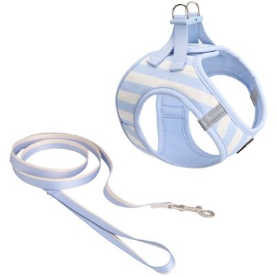 Basic Kattsele Med Koppel Randig Blå/beige M Basic Kattsele Med Koppel Randig Blå/beige M