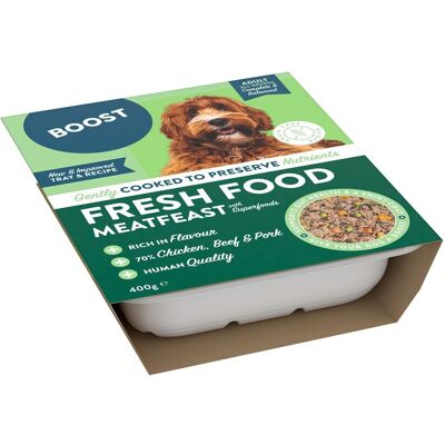 Boost Fresh Meatfeast Färsklagat Hundfoder 400 G Boost Fresh Meatfeast Färsklagat Hundfoder 400 G